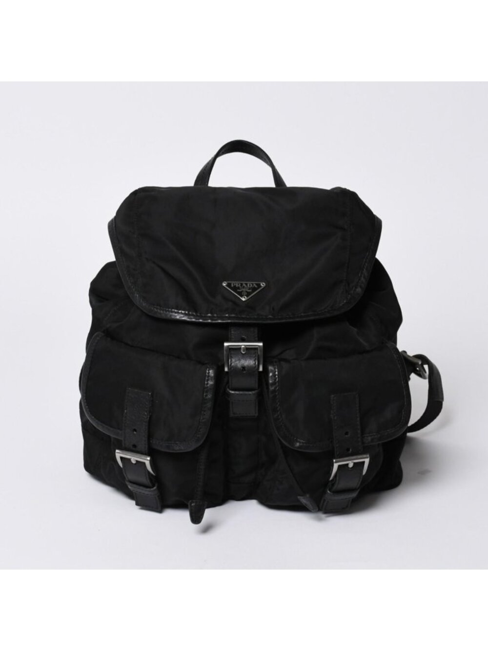 Prada Backpack Re-Nylon Black Nylon Saffiano Leather